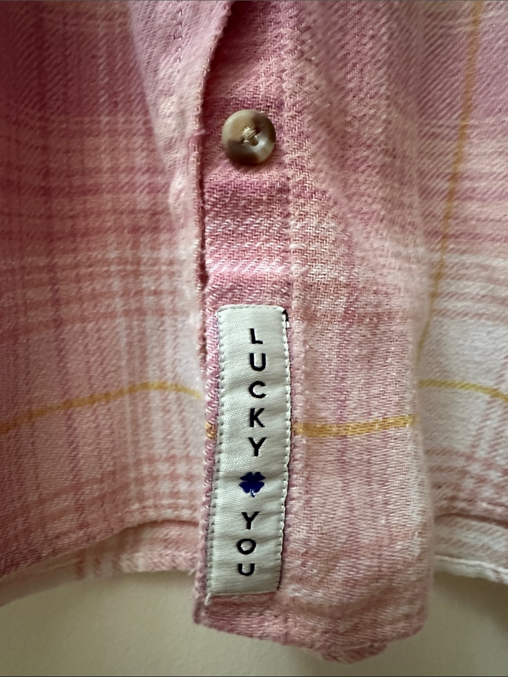 Lucky Brand Pink & Cream Plaid Button-Up Shirt - Picture 3 of 6